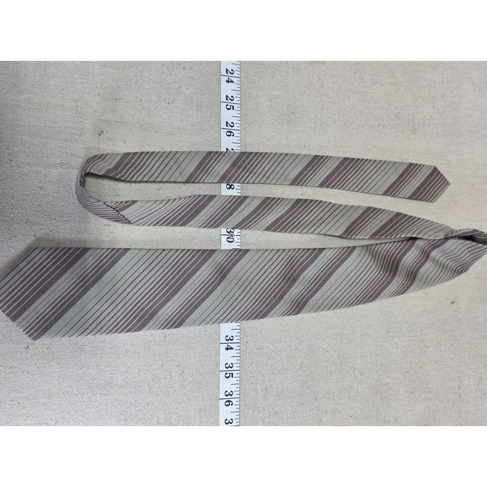 Paco Rabanne Paris Mens Silk Tie Grey Burgundy Striped Vintage W Germany 2841